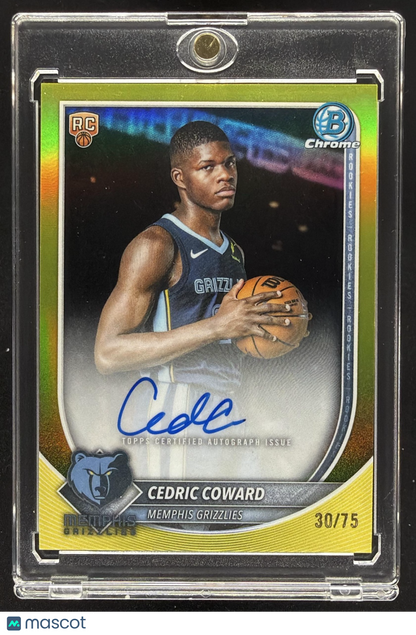 2025 Bowman Sapphire Cedric Coward #BCA-CC Chrome Auto Yellow Refractor 30/75 RC