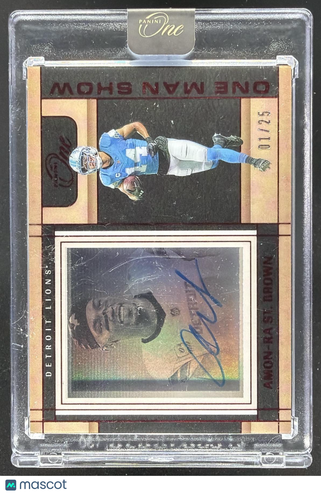 2024 Panini One Amon-Ra St. Brown #178 Man Show Red 1/25 Auto
