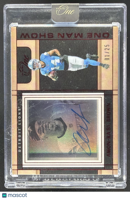2024 Panini One Amon-Ra St. Brown #178 Man Show Red 1/25 Auto