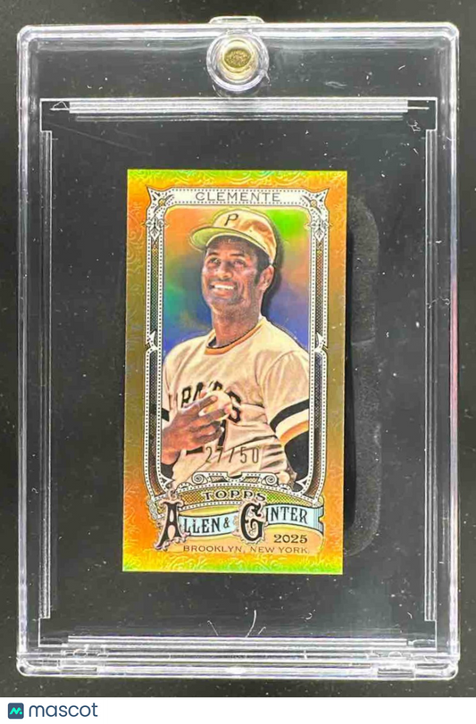 2025 Topps Allen & Ginter Roberto Clemente #39 Chrome Mini Gold Refractor 27/50