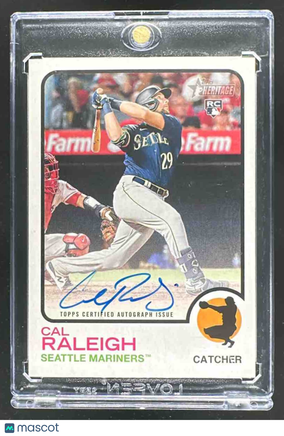 2022 Topps Heritage Cal Raleigh #ROA-CR Real One Auto RC Mariners