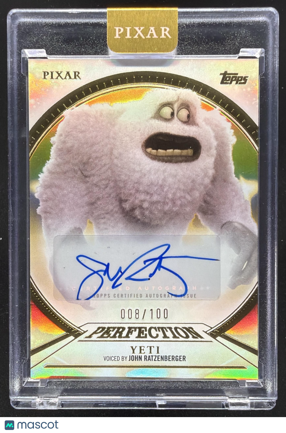 2025 Topps Pixar Gold John Ratzenberger as Yeti #PPA-JRZ Perfection Auto Encased/100