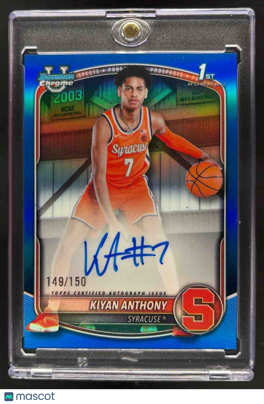 2025 Bowman Kiyan Anthony #CPA-KA Chrome Auto Blue Refractor /150 1st Prospect