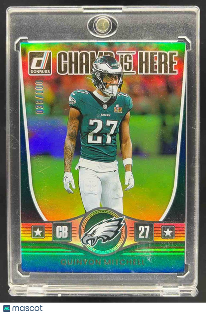 2025 Panini Donruss Quinyon Mitchell #CHI-QML Champ is Here Holo 3/100 Eagles