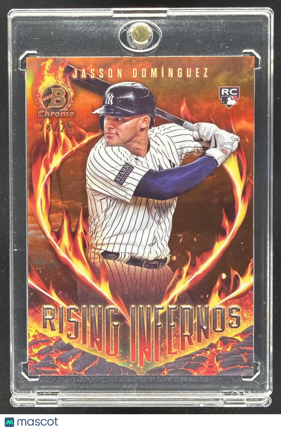 2024 Bowman Jasson Dominguez #RI-2 Rising Infernos Chrome Orange Refractor /25 RC