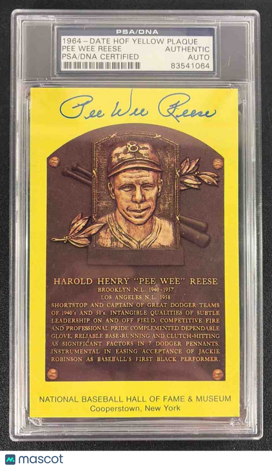 1964 Date HOF Yellow Plaque Pee Wee Reese Auto PSA/DNA Authentic