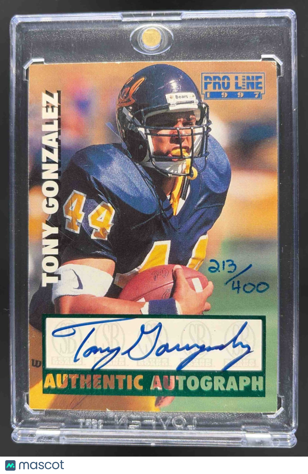 1997 Score Board Tony Gonzalez Pro Line Auto 213/400 RC