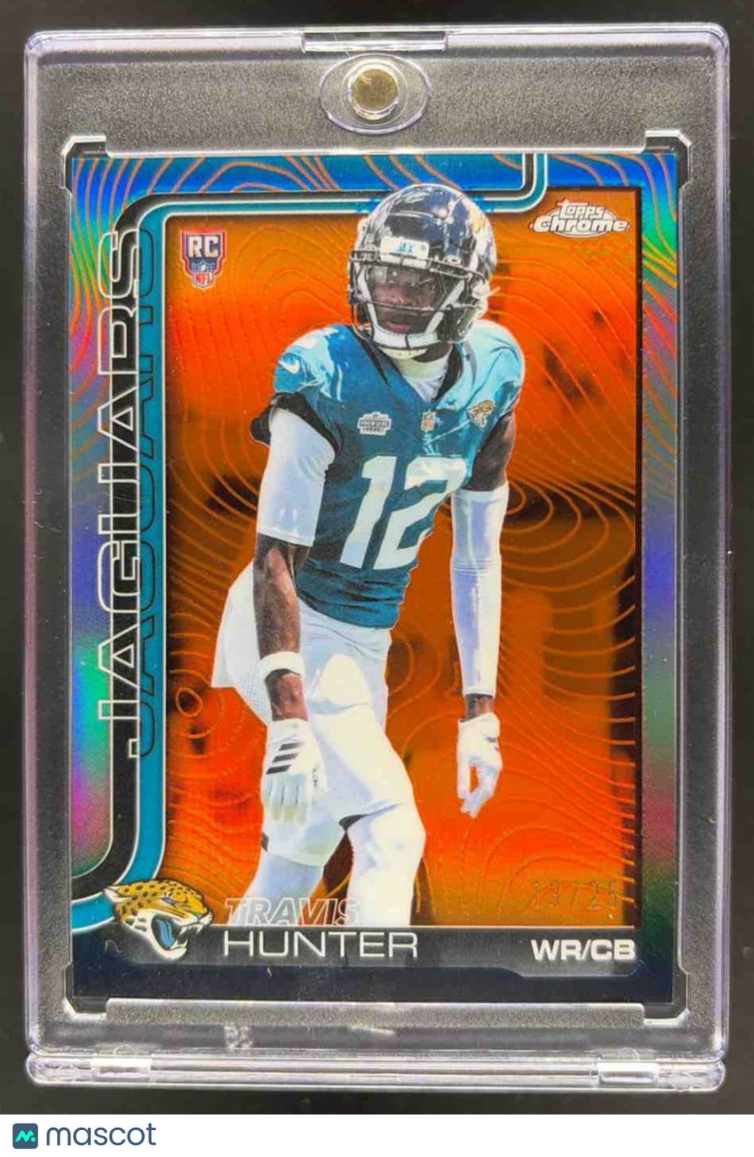 2025 Topps Chrome Travis Hunter #332 Rookie Etch Orange /25 RC SSP