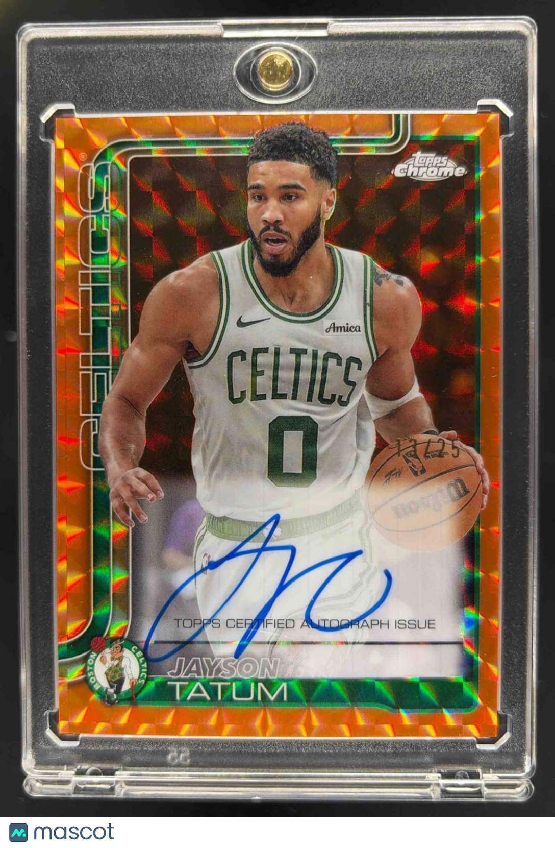 2025-26 Topps Chrome Jayson Tatum #TCA-JT Auto Orange Refractor 13/25 Celtics