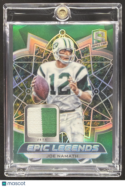 2021 Panini Spectra Joe Namath #ELM-JN Epic Legends Materials Neon /5 Patch