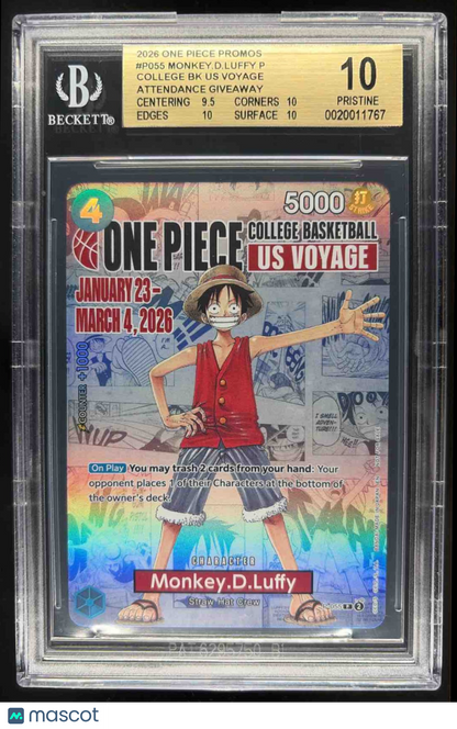2024 One Piece The Best Monkey.D.Luffy #P-055 Promo BGS 10