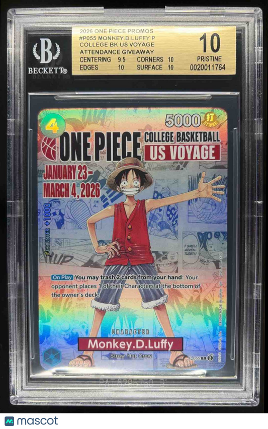 2024 One Piece The Best Monkey.D.Luffy #P-055 Promo BGS 10