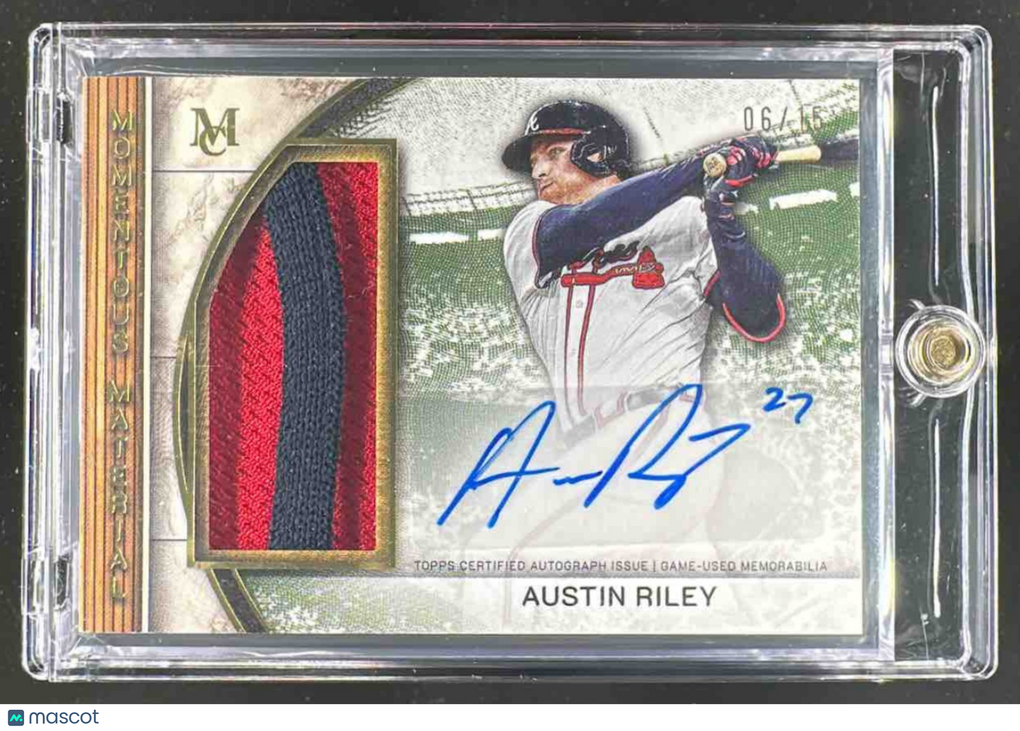 2025 Topps Museum Collection Austin Riley #MMJPA-AR Jumbo Patch Auto Gold /15