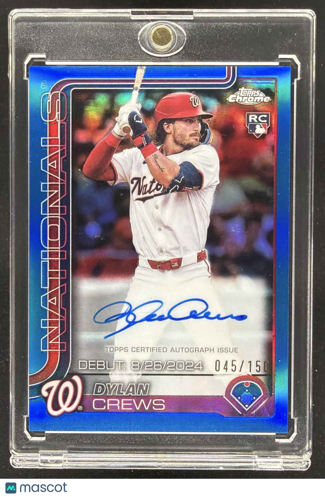2025 Topps Chrome Update Dylan Crews #CRDA-DC Rookie Auto Blue Refractor /150 RC
