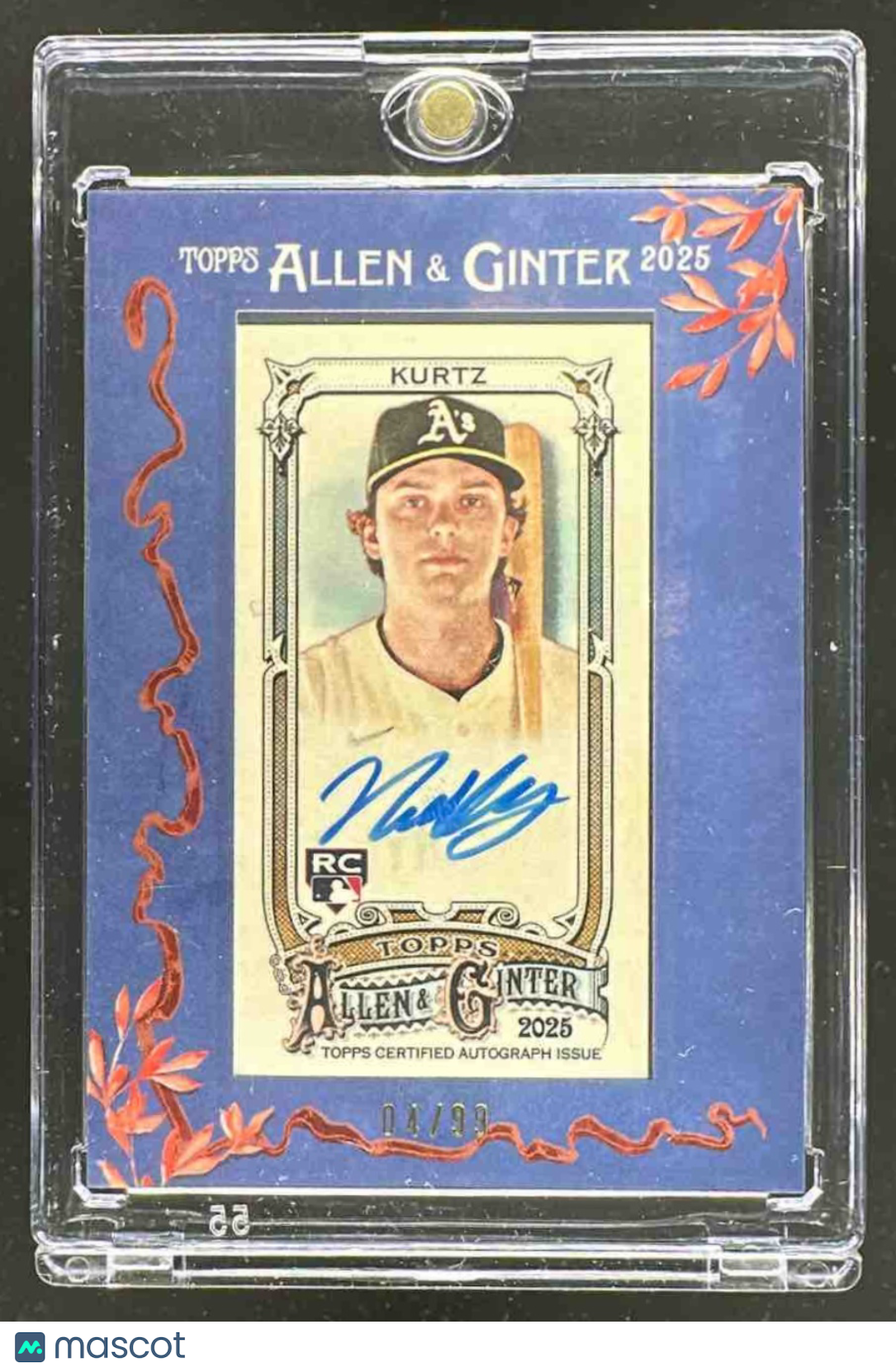 2025 Topps Allen & Ginter Nick Kurtz #MA-KU Framed Mini Auto Blue Frame /99 RC