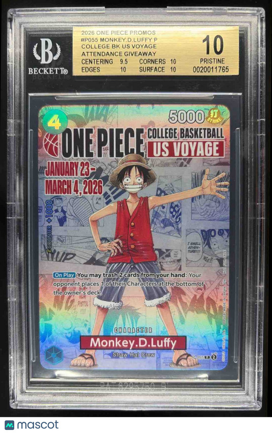 2024 One Piece The Best Monkey.D.Luffy #P-055 Promo BGS 10