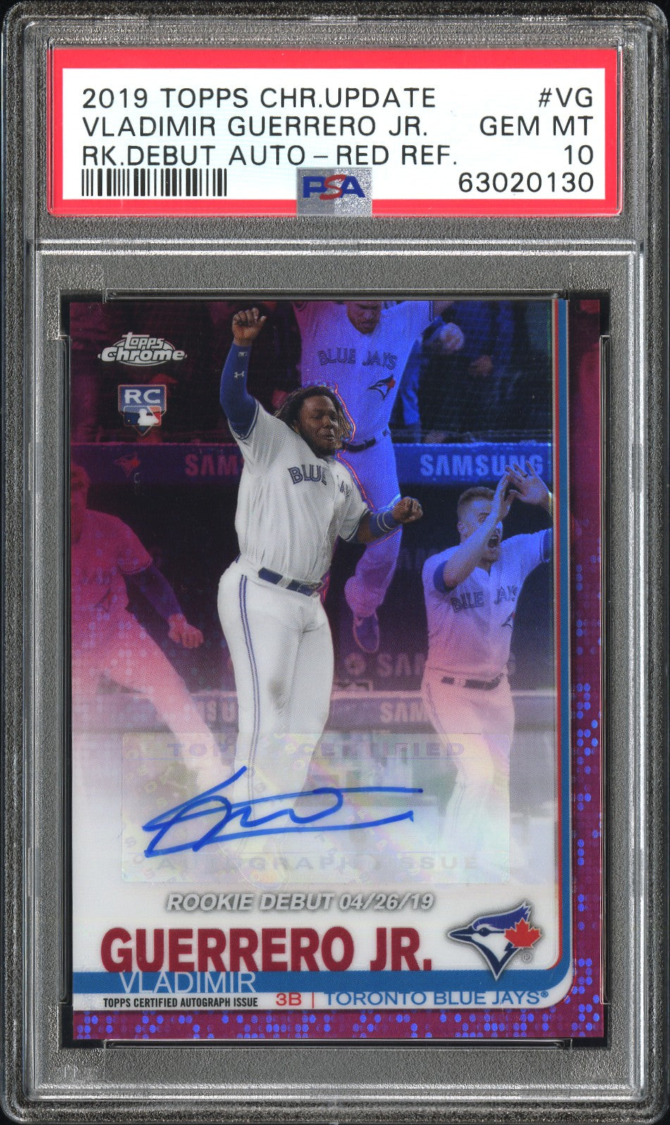 2019 Topps Chrome Update Vladimir Guerrero Jr. Red Auto /5 Rookie PSA 10