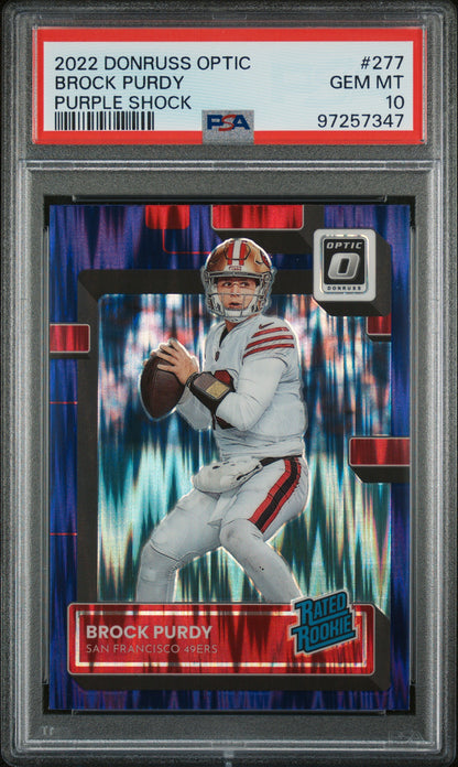 2022 Optic Brock Purdy Purple Shock Rookie PSA 10 Rc