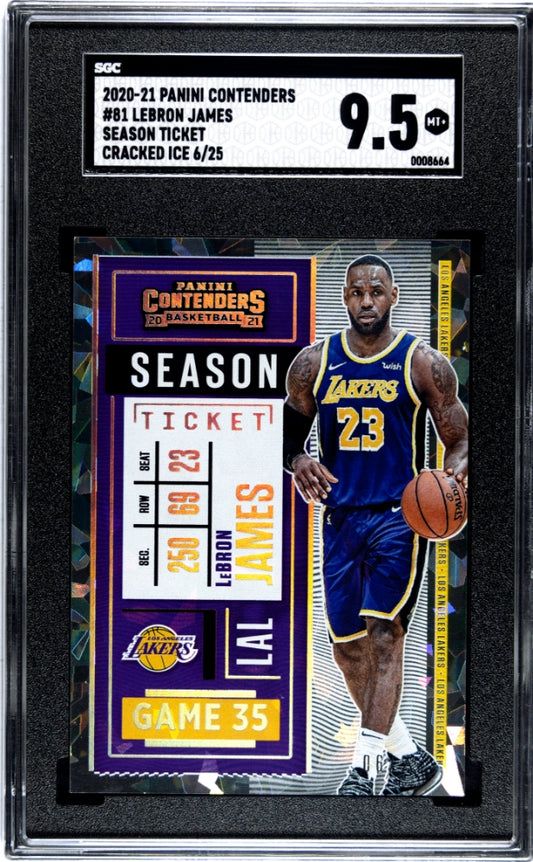 2020-21 Contenders Lebron James Cracked Ice /25 SGC 9.5