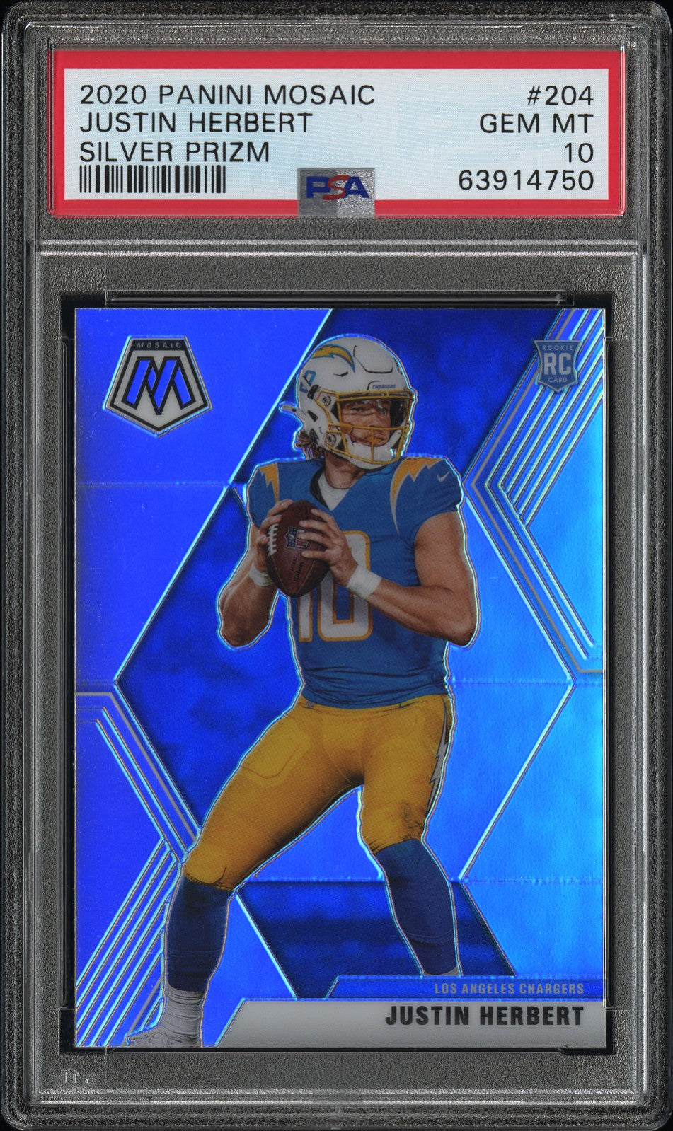 2020 Mosaic Justin Herbert Silver Rookie PSA 10 RC