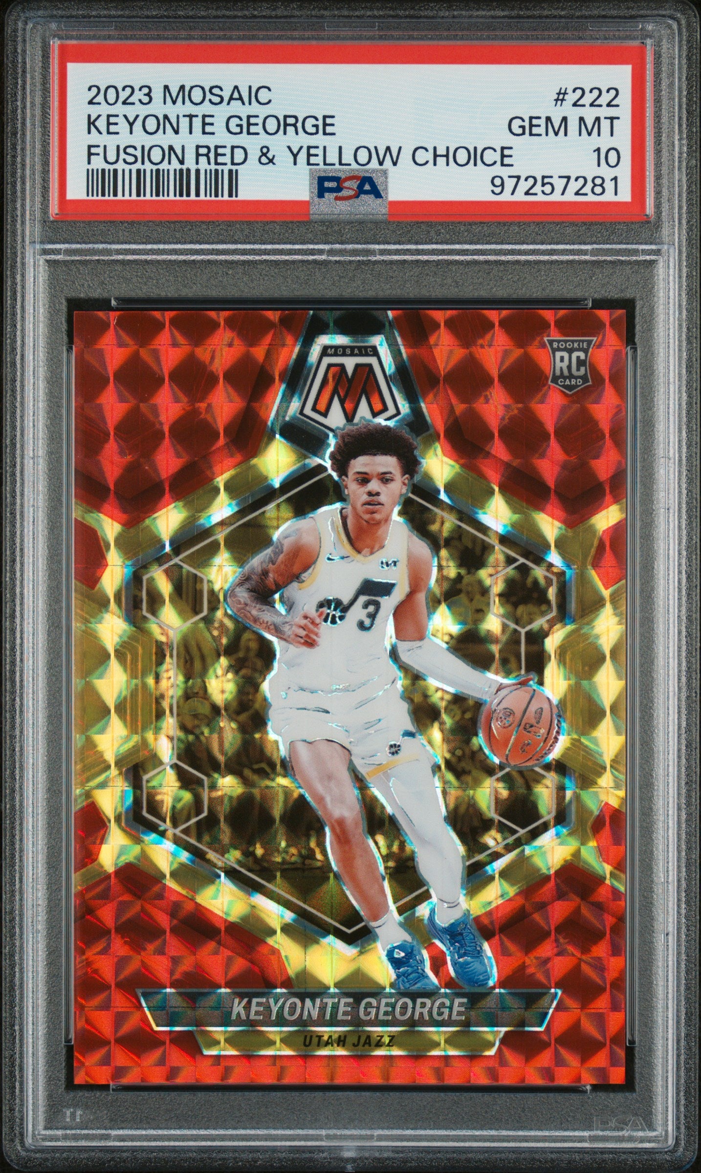 2023 Mosaic Keyonte George Fusion Red & Yellow Choice 39/75 PSA 10 RC