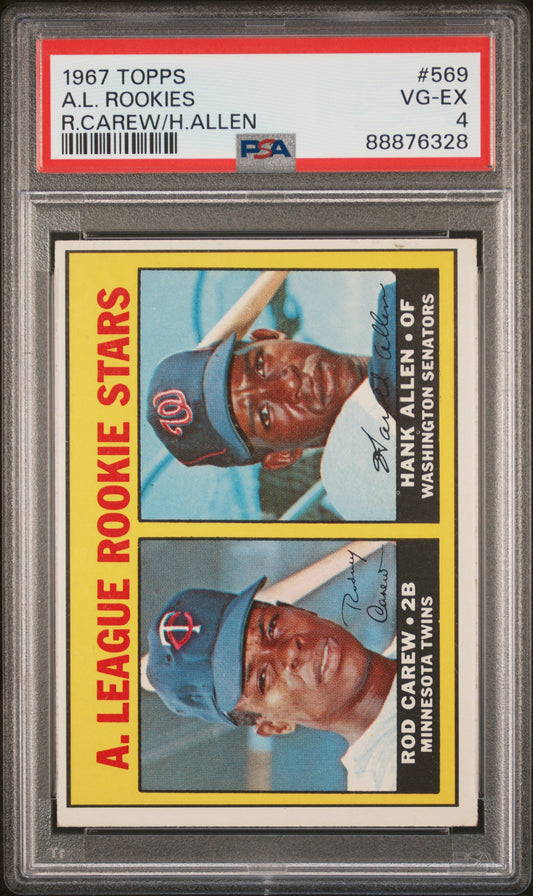 1967 Topps AL Rookie Stars Rod Carew Hank Allen PSA 4