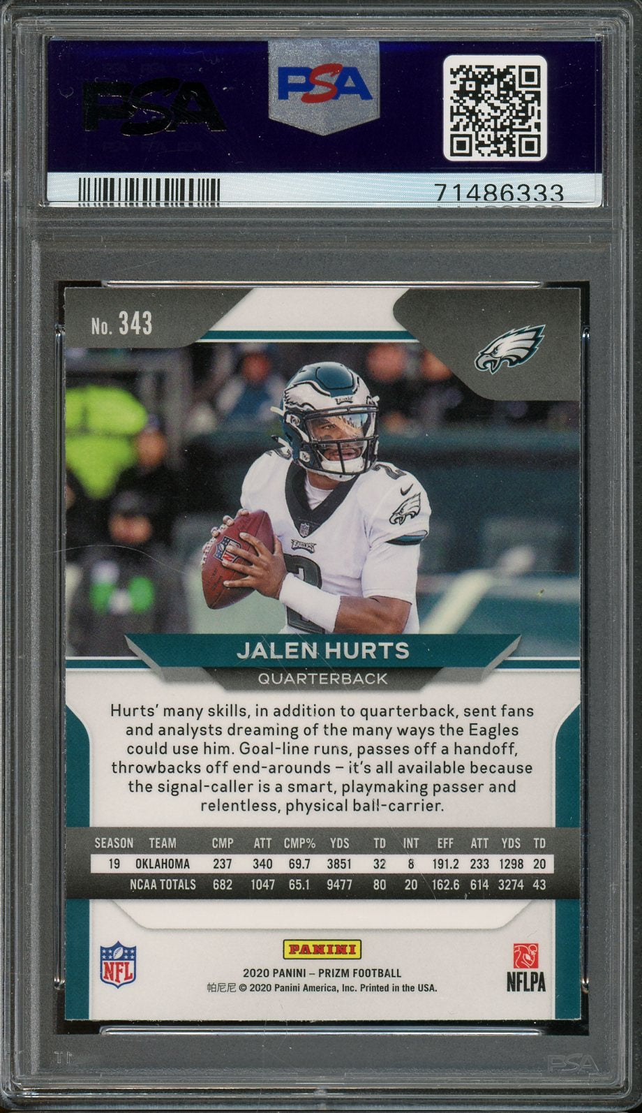 2020 Prizm Jalen Hurts Rookie #343 Psa 10